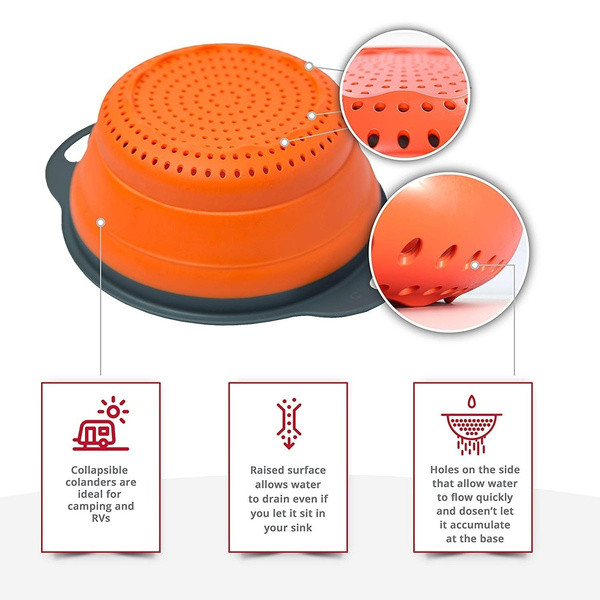 Collapsible Silicone Colander Fruit Vegetable Strainer