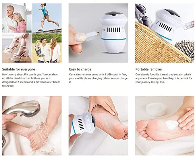 Portable Electric Vacuum Adsorption Foot Grinder, USB Electronic Foot File Pedicure Tools, Dual-Speed Callus Remover, Pedicure Foot Care Tool for Dead,Hard Cracked Dry Skin