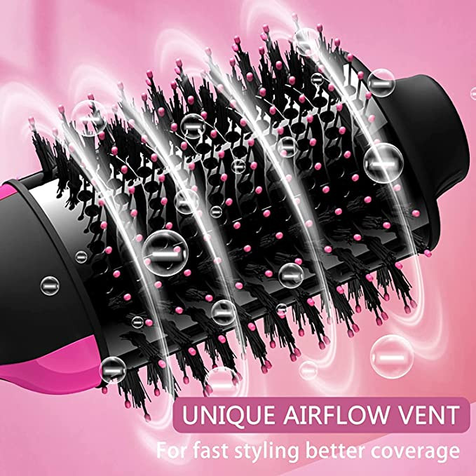 One Step Hot Air Brush,3 in 1 Hair Dryer & Volumizer for Hair Straightening, Curling and Styling，Reduce Frizz and Static, Black