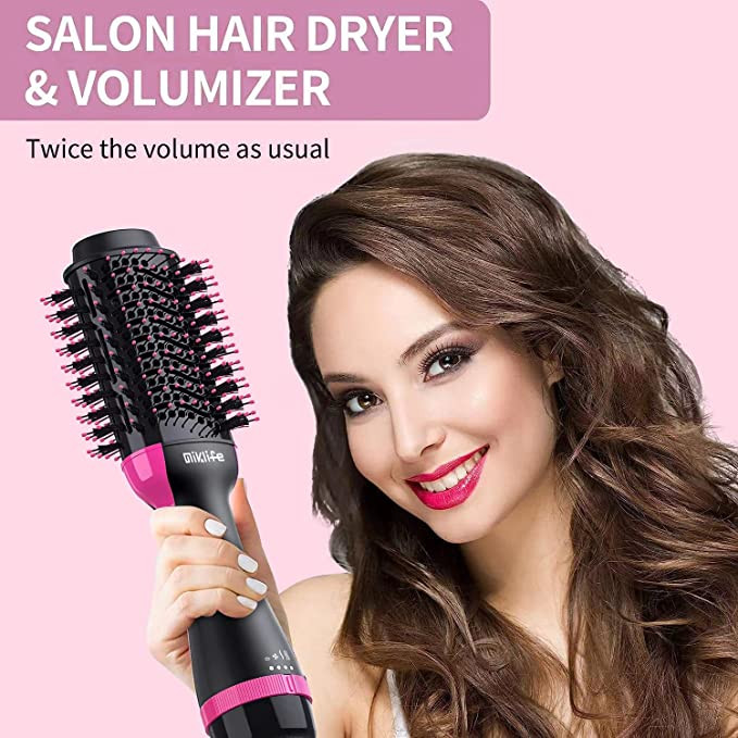 One Step Hot Air Brush,3 in 1 Hair Dryer & Volumizer for Hair Straightening, Curling and Styling，Reduce Frizz and Static, Black