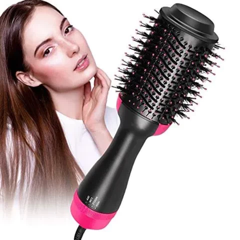 One Step Hot Air Brush,3 in 1 Hair Dryer & Volumizer for Hair Straightening, Curling and Styling，Reduce Frizz and Static, Black