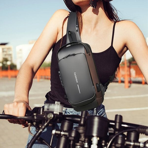 ZYING Anti theft Crossbody Sling bag,Shoulder Backpack,Lightweight Chest Daypack with USB Charging Port,Fit for 9.7'' ipad