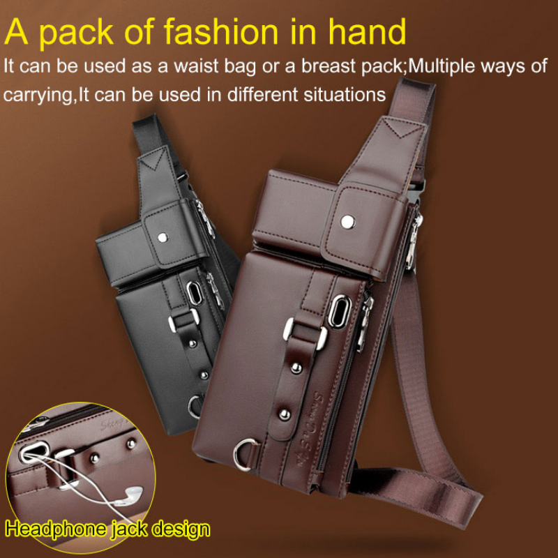 Men Leather Chest Bag